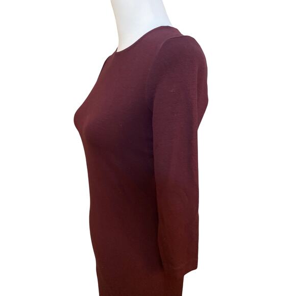 Vince Burgundy Three-Quarter Sleeve Sheath Dress Size XS - Stretch Knit - Picture 3 of 9